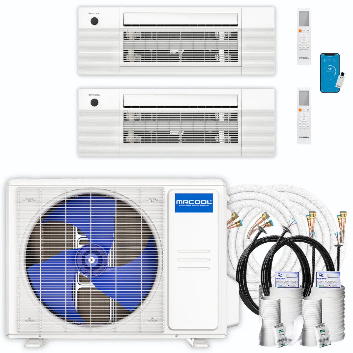 30,000 BTU 2 Zone Ceiling Cassette Ductless Air Conditioner and Heat Pump D378483