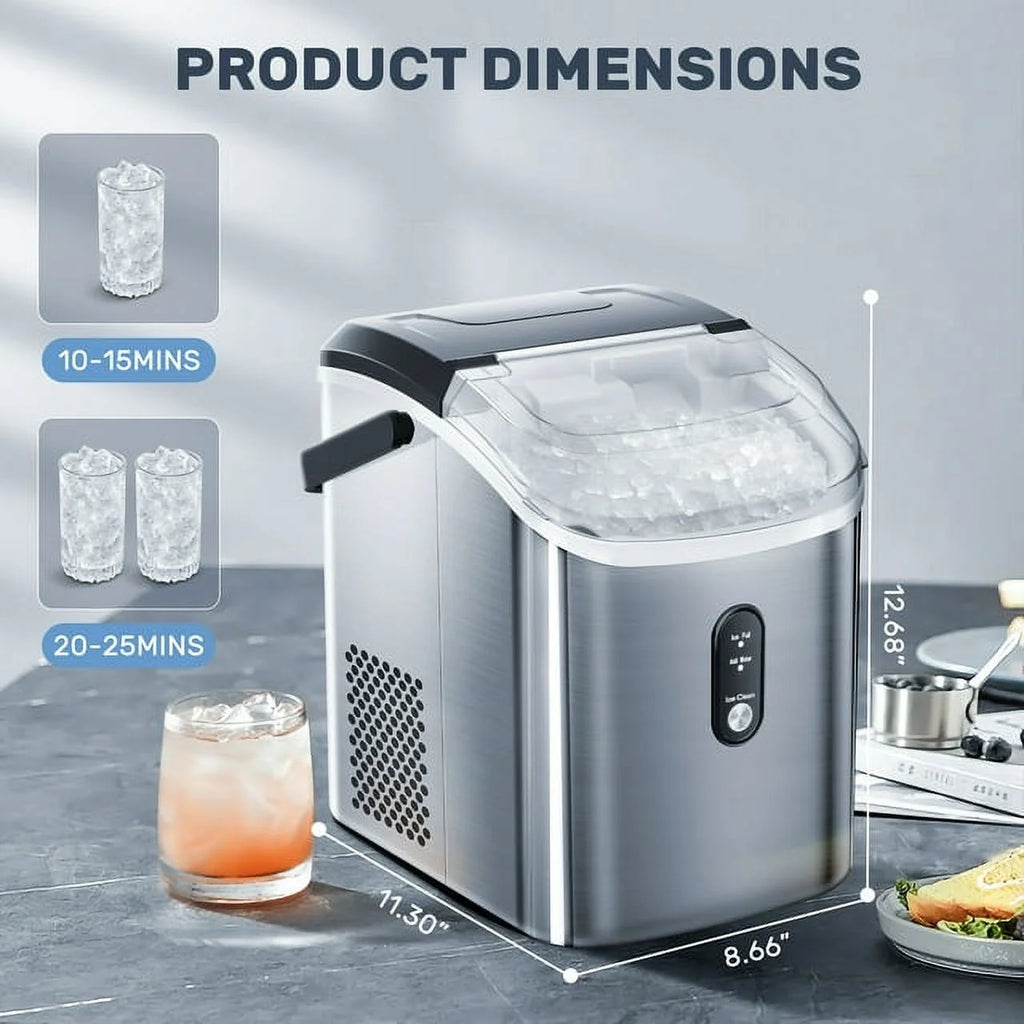 Nugget Ice Maker Countertop with Soft Chewable Pellet Ice, 33lbs/24H, Self-Cleaning, Stainless Steel E99872
