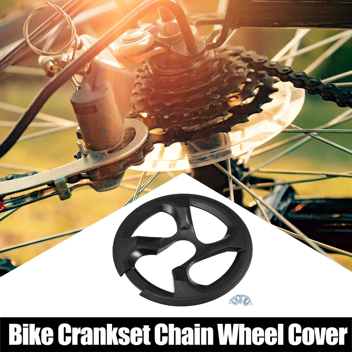 Black Bicycle Bike Chain Wheel Cover Protector W43657