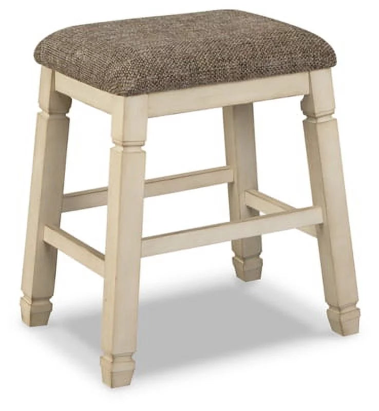Antique White Counter Height Barstool Set of 2 O328