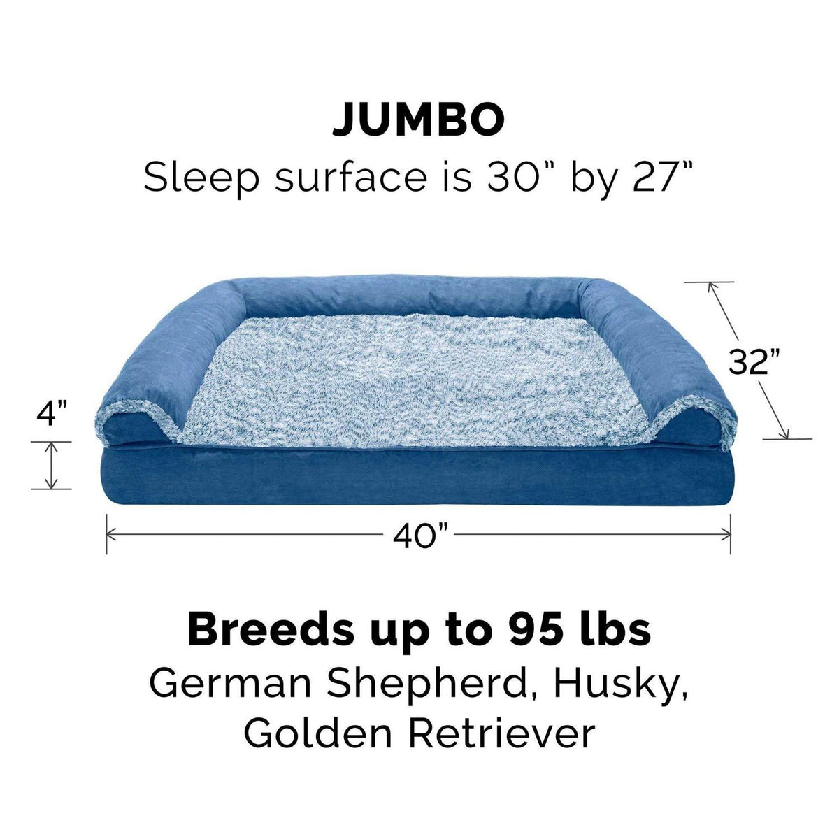 Two-Tone Faux Fur Suede Orthopedic Sofa Dog Bed U90450