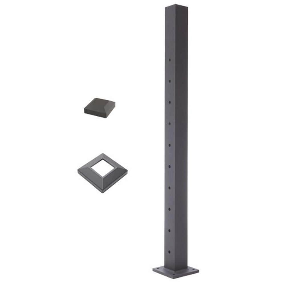 Textured Black Cable Stair Bottom Post B6292