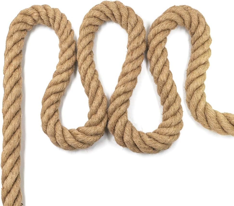 Twisted Hemp Rope for Crafts, Climbing, Anchor, Hammock, Cat Scratching Post, Tug of War, Decorate (1 inch x 96 Feet) Pack of 2 M724
