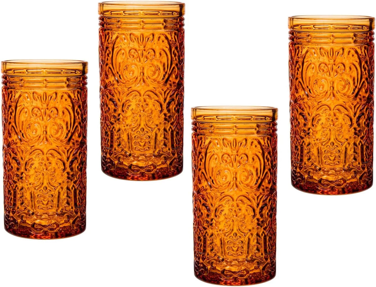 Orange Spice Highball Glass Cup Set Of 4 Y9972