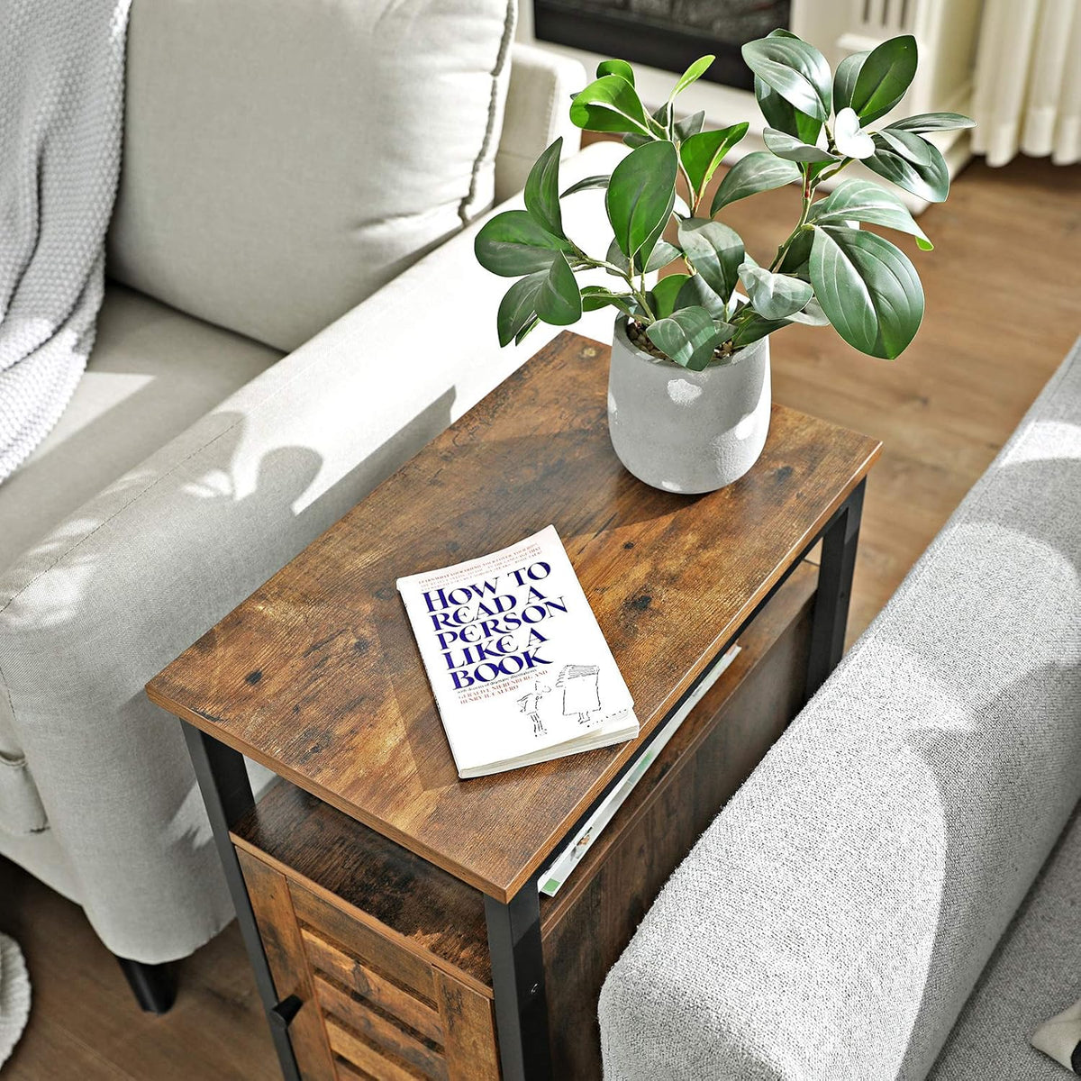 Rustic Brown Side Table with Storage Shelf G238917