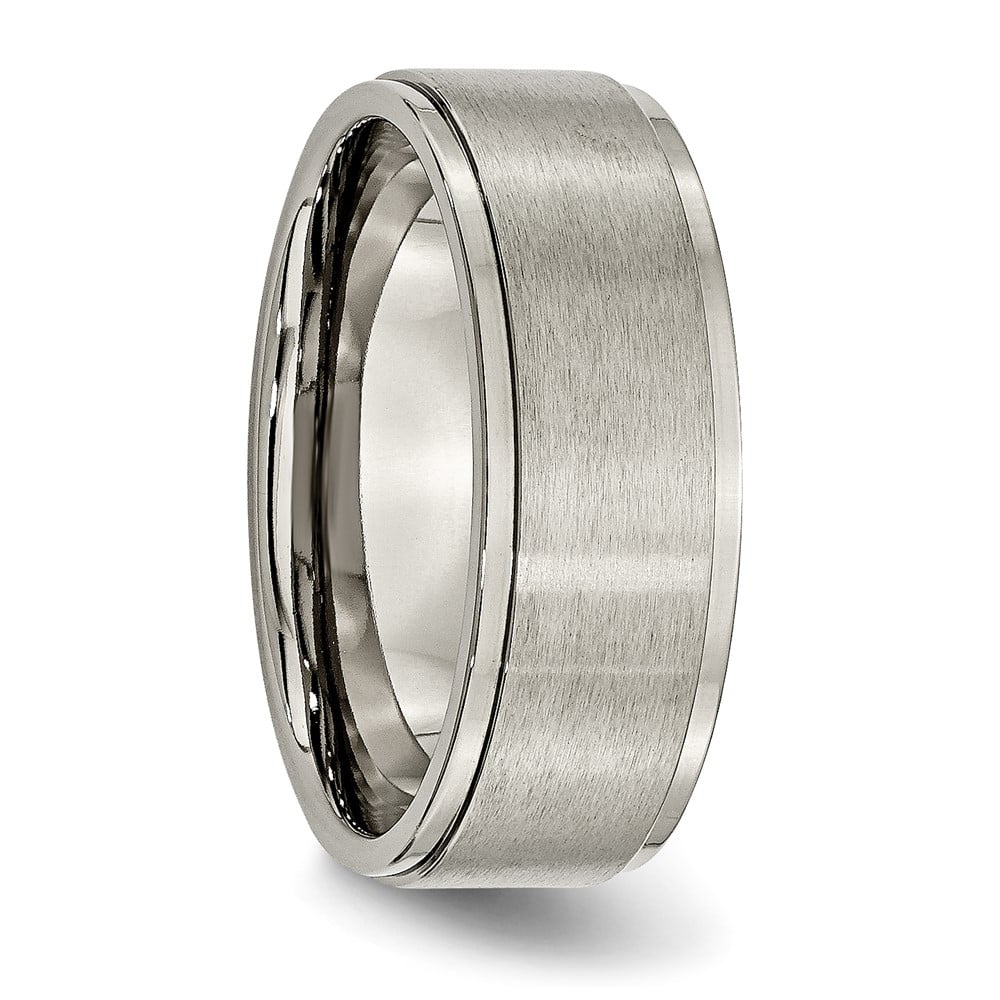 8mm Titanium Brushed Flat Ridged Edge Comfort Fit Band X5387