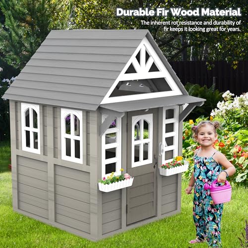 Kids Wooden Playhouse with Sink, Stove and Cookware N15144