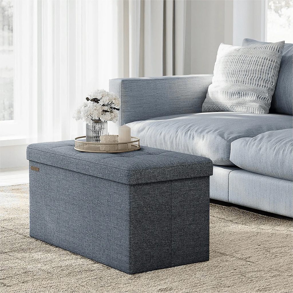 Navy Blue Storage Ottoman Bench M975