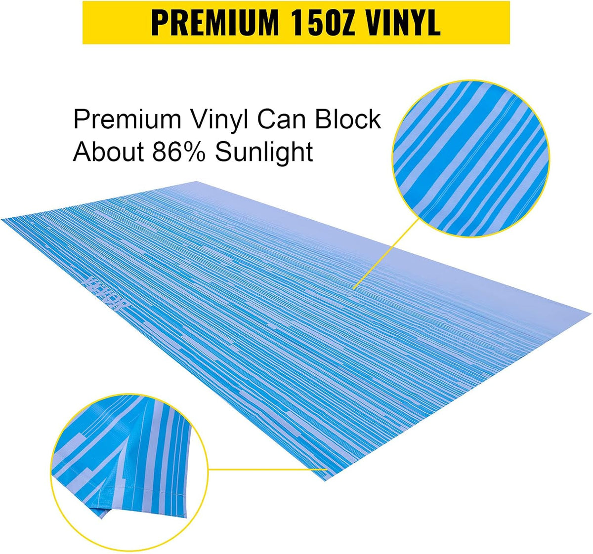 18' Ocean Blue Vinyl RV Awning Fabric Replacement S16013