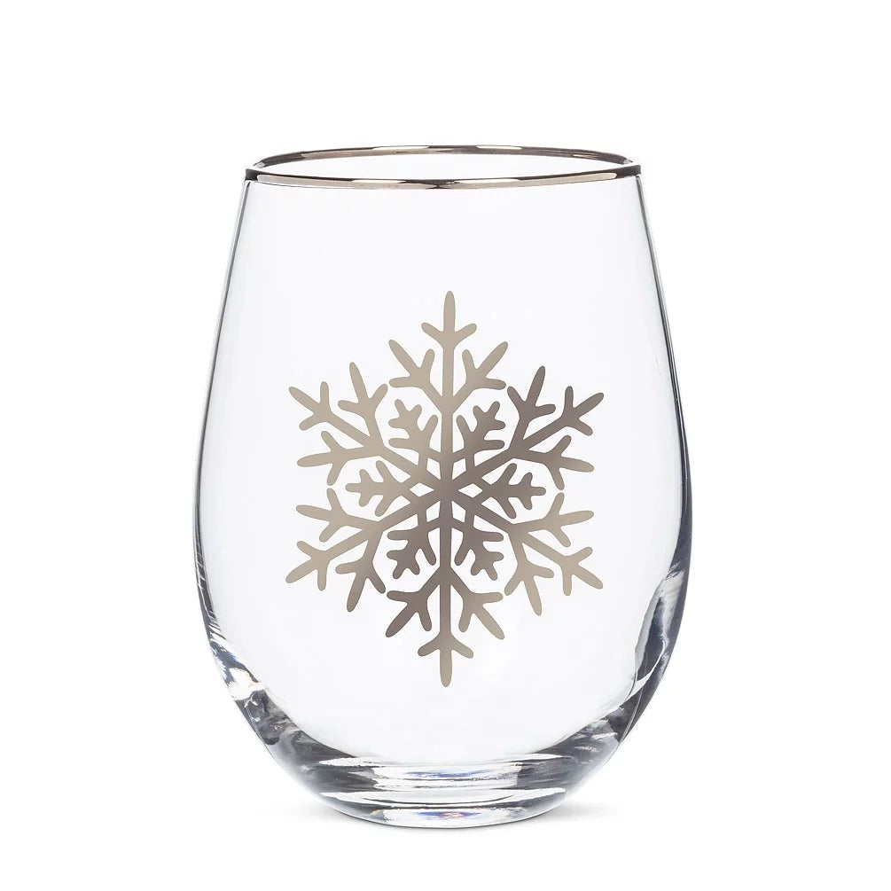 Snowflake Stemless Wine Glass F454