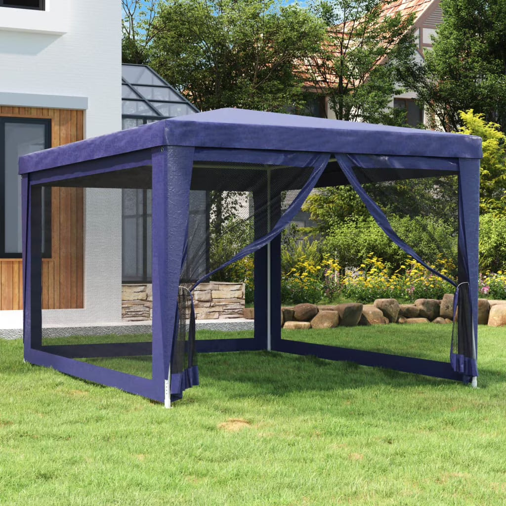 Blue 9.8'x13.1' HDPE Party Tent with 4 Mesh Sidewalls B86249