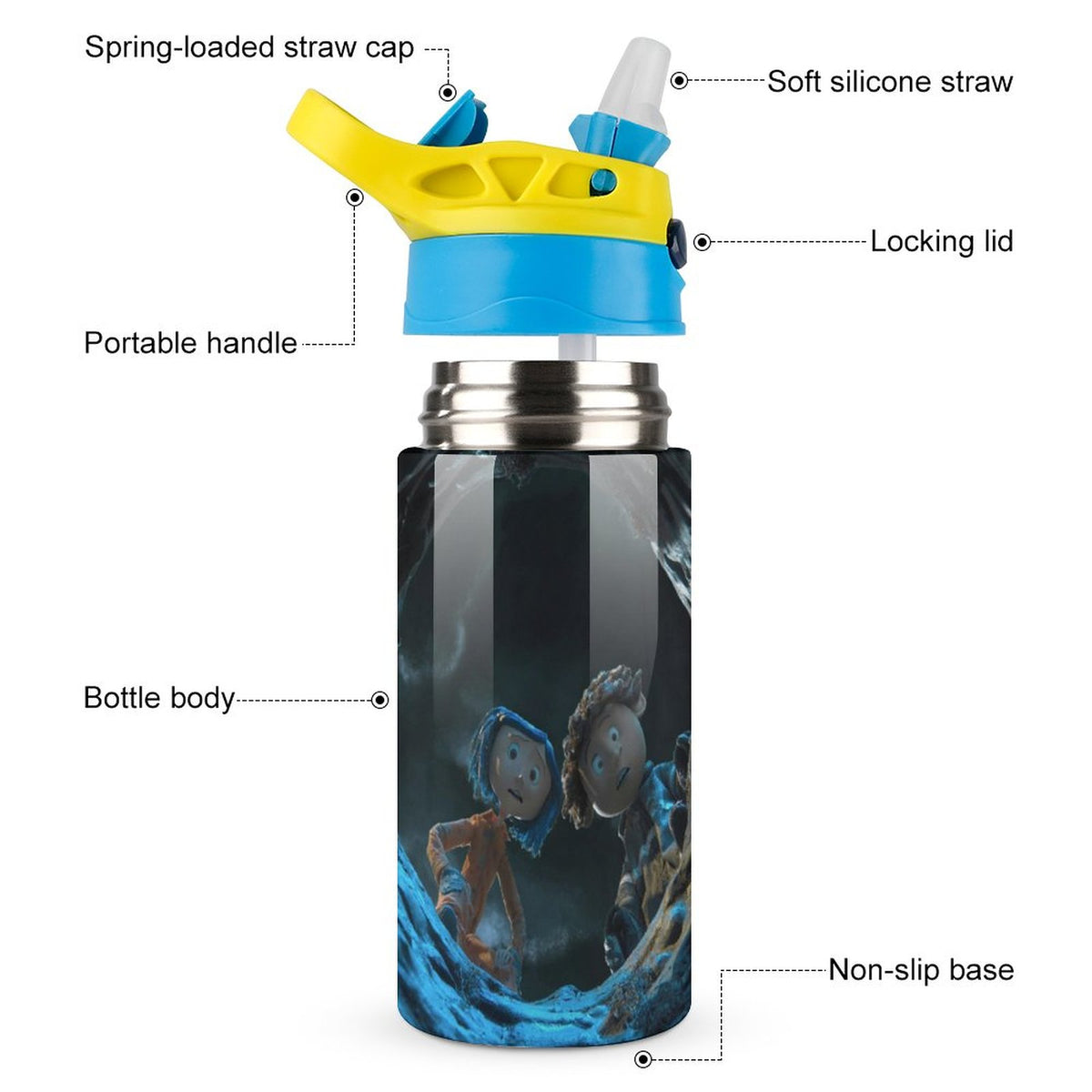 Insulated Stainless Steel Water Bottle with Straw Q521385