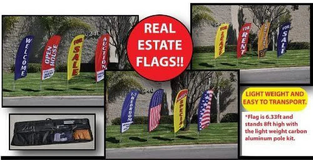 Feather Banner Flag with Carry Bag and 8ft Pole Kit F365