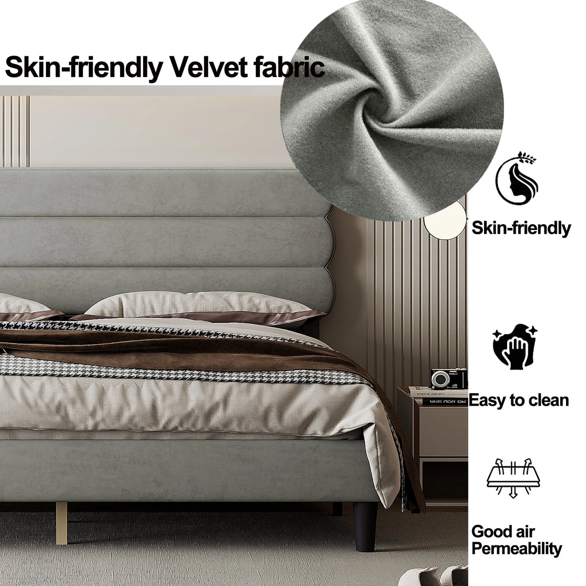 King Size Bed Frame Light Gray M3244