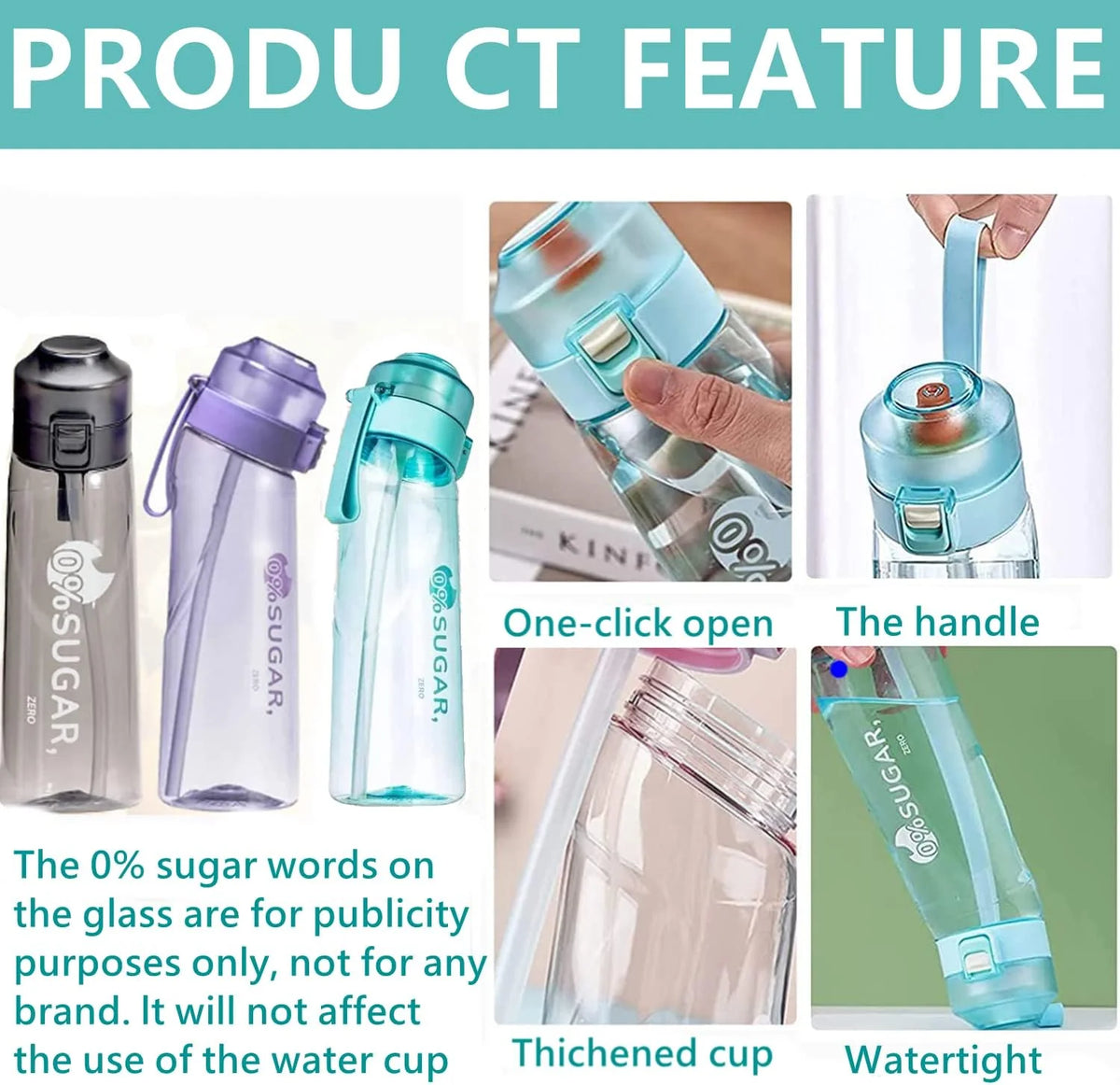 650ML Black Water Bottle with 7 Flavour Pods U41706