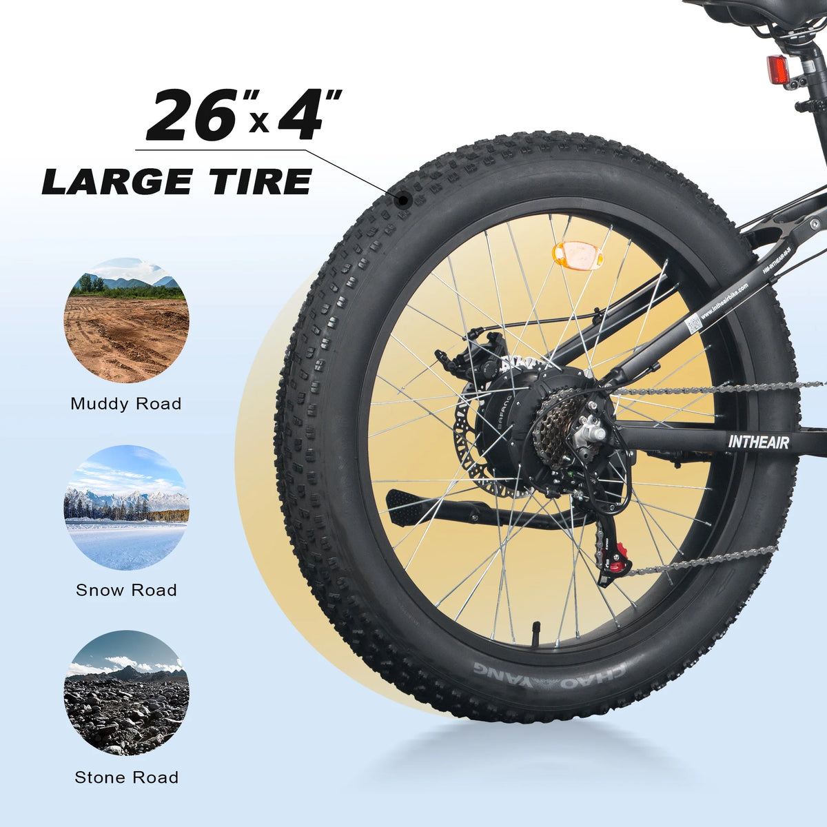 26'' Fat Tire Electric Bike 750W Mid Motor Gray R3155