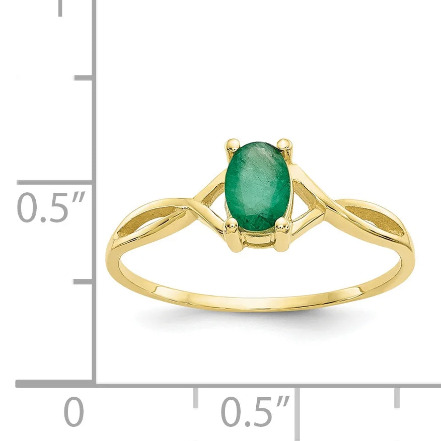 10 Karat Yellow Gold Genuine Emerald Ring N981
