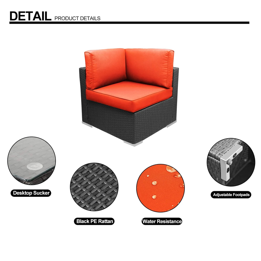 Orange 2-Piece Rattan Corner Sofa Set E966923