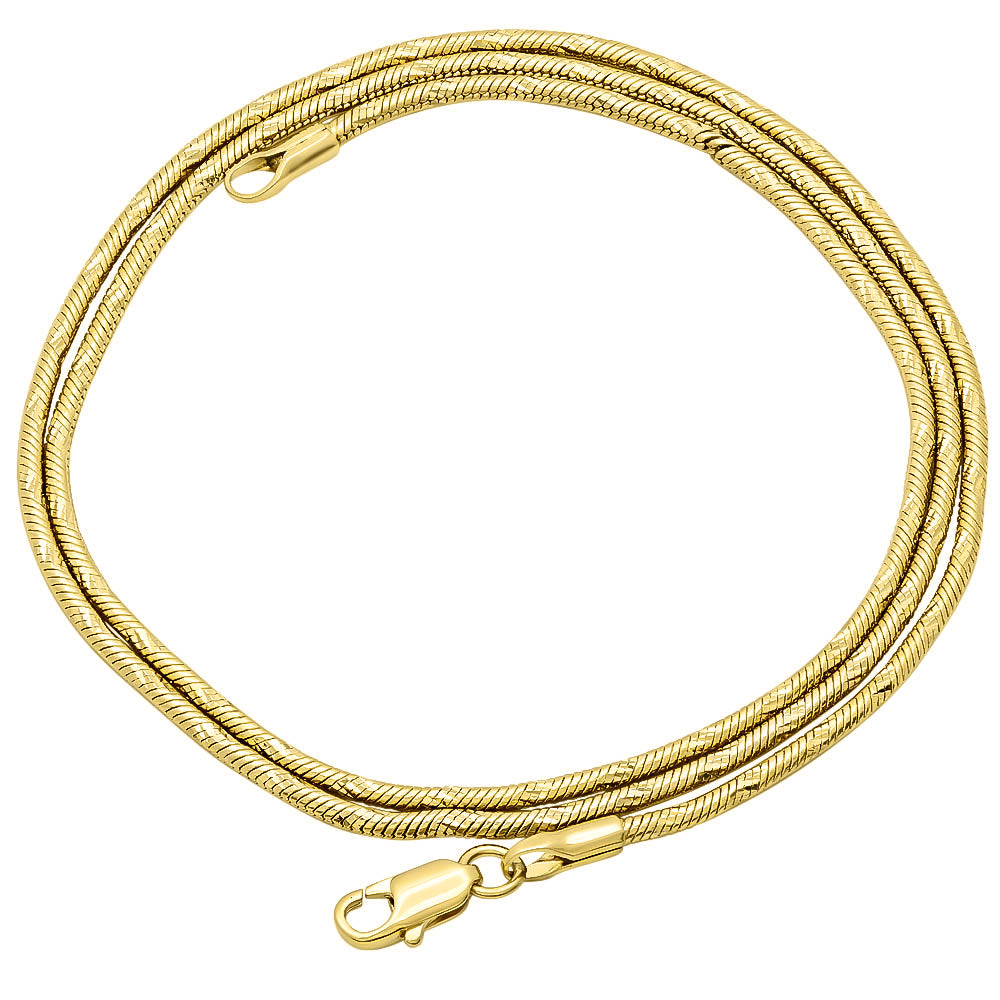 14k Yellow Gold Plated Snake Choker Chain Necklace, 16 inches V20196