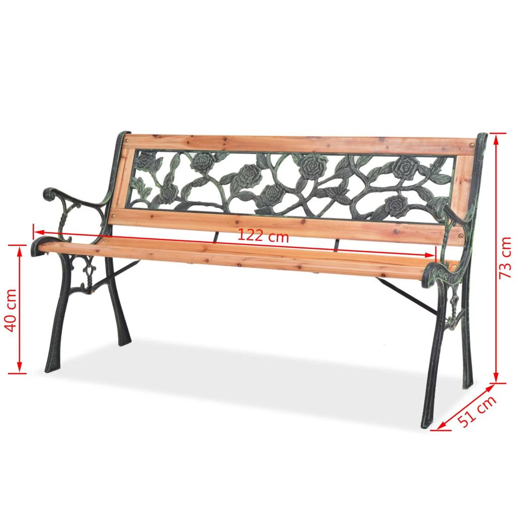 2 Persons Rose-Patterned Metal Garden Bench Z942251