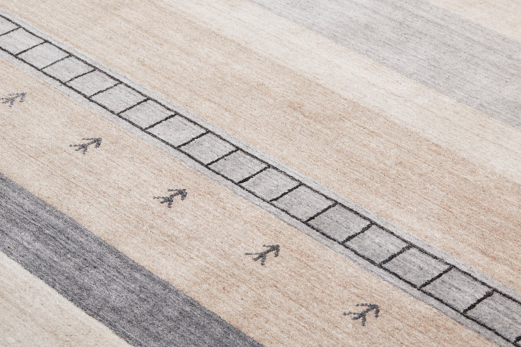 Ivory Tan Gray Handmade Area Rug Z4743